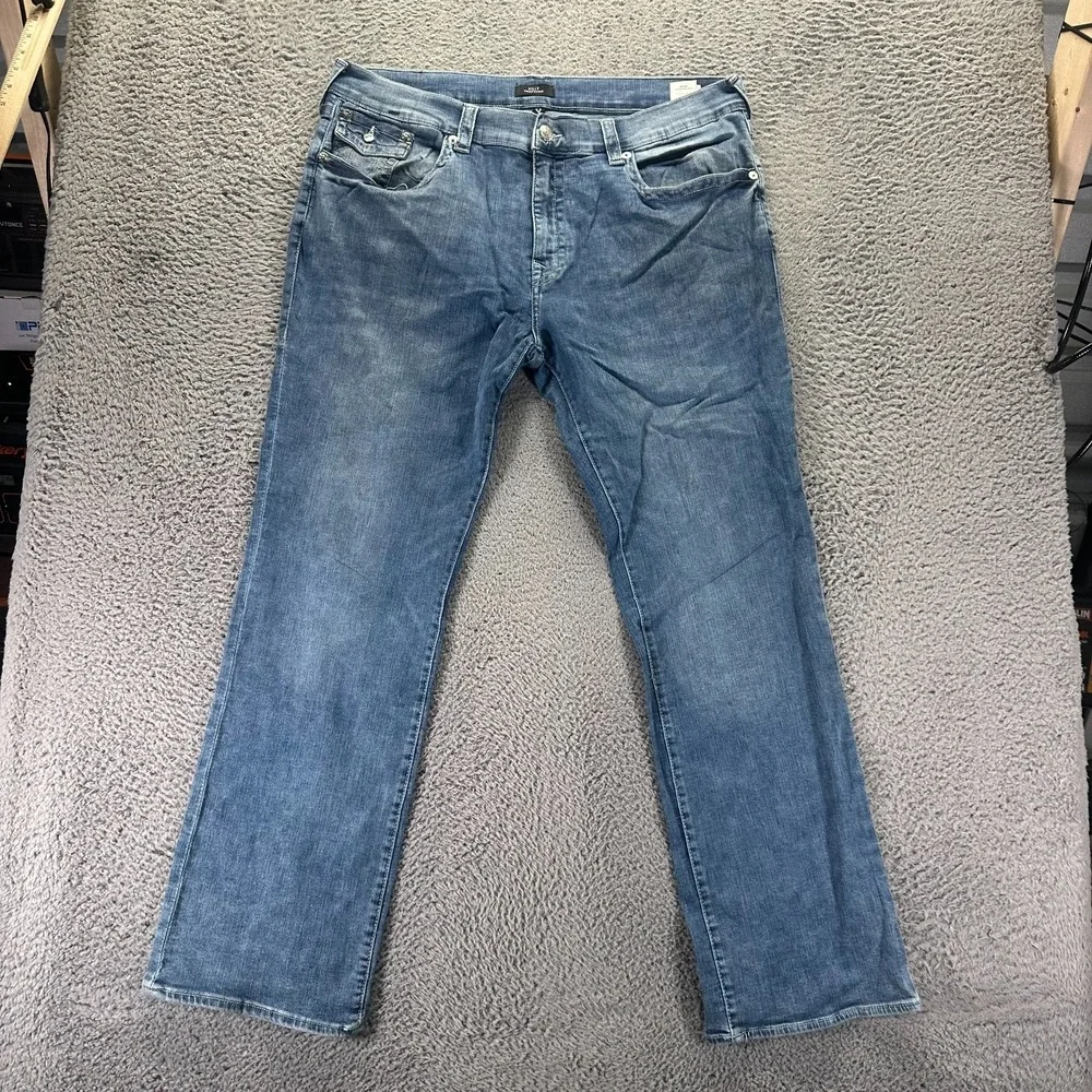 True Religion Billy Jeans Mens 42x34 Blue Cotton Denim Bootcut Relaxed Stretch